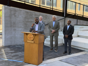 DCD Commissioner Lafayette Crump at Gary P. Grunau Memorial Plaza Ribbon Cutting