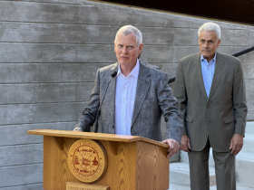 Attorney Bruce Block at Gary P. Grunau Memorial Plaza Ribbon Cutting