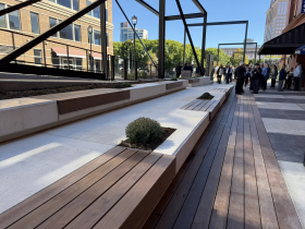 Benches at Gary P. Grunau Memorial Plaza