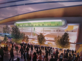 Close-up of an arena rendering.