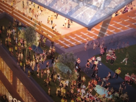 Close-up of an arena rendering.
