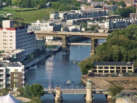 Rowing teams on the river can be seen from The Moderne.
