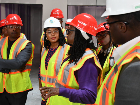 Congresswoman Gwen Moore Asks a Question at Coggs Center Tour