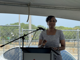 Ald. Sharlen P. Moore at NeuVue Groundbreaking