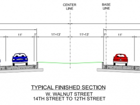 W. Walnut St. Cross Section 12th to 14th