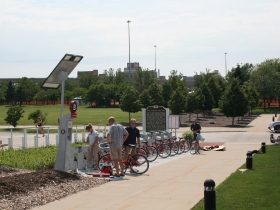Bike-sharing station at Discovery World. 