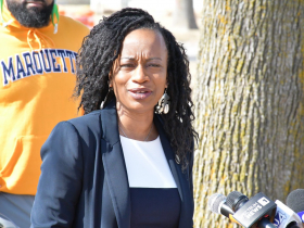 Ald. Sharlen P. Moore at 2025 Traffic Calming Press Conference