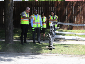 DPW Commissioner Jerrel Kruschke, Mayor Cavalier Johnson Watch Pothole Machine