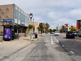 Bus Stop Interrupts E. North Ave. Protected Bike Lane