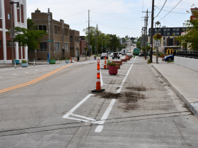 Missing Planter on E. North Ave. Protected Bike Lane