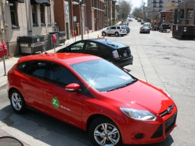 ZipCar parked on Milwaukee's East Side.