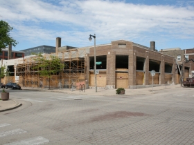 Construction work is underway to convert the Prospect Mall into a mixed-use apartment building. 
