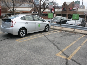 ZipCar parked on Milwaukee's East Side.