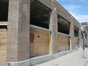 Construction work is underway to convert the Prospect Mall into a mixed-use apartment building. 