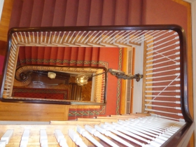 Looking down the staircase.
