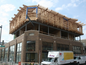 The construction of Prospect Mall Apartments.