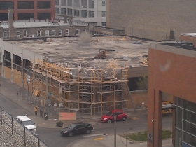 Construction work is underway to convert the Prospect Mall into a mixed-use apartment building.
