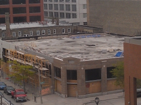 Construction work is underway to convert the Prospect Mall into a mixed-use apartment building.