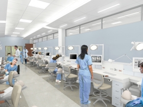 Marquette University dental simulation lab rendering.
