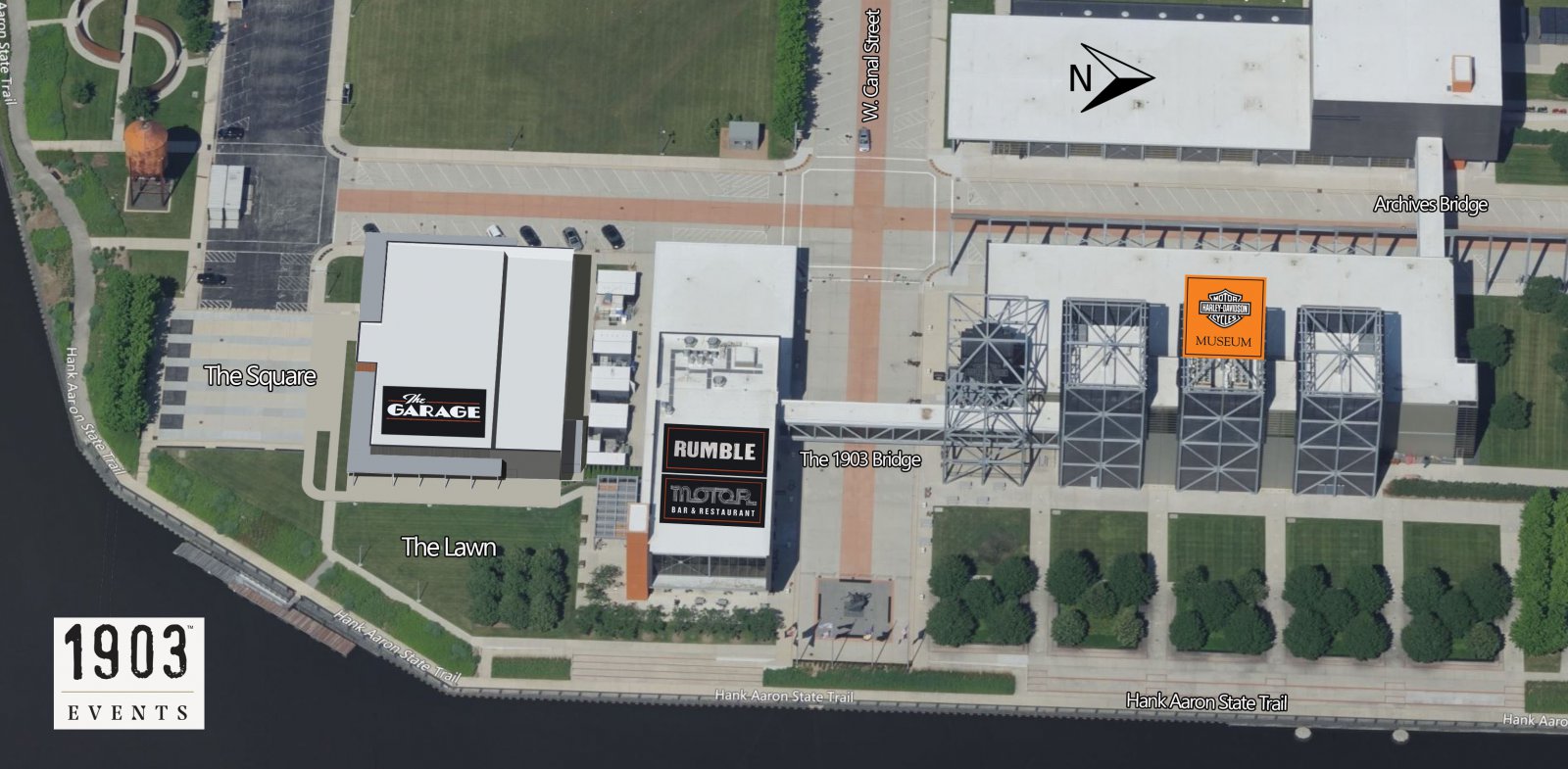 Aerial View of New Event Venue at H-D Museum