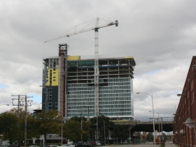 Construction of the Potawatomi Casino Hotel.