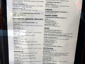 Locavore menu.
