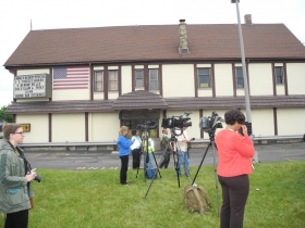 The press conference was held in front of Gold Rush Chicken at W. North Avenue and N. 27th St.