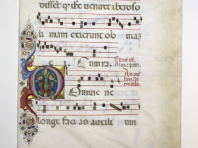Italian, Leaf from a Choral Book, 15th century Ink, tempera, and gold leaf on parchment. Gift of Dr. and Mrs. John Pick, Collection of the Haggerty Museum of Art, Marquette University 72.9  