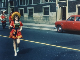 Lyle Oberwise, [“Girl in the Moon” baton twirler], 1954, printed 1996. Chromogenic print. Purchase, Exhibition Fund, M1996.311