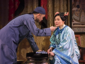 Milwaukee Repertory Theater presents The Chinese Lady  in the Stiemke Studio from February 13 – March 24, 2019 featuring Jon Norman Schneider as Atung and Lisa Helmi Johanson as Afong Moy
