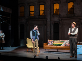 Milwaukee Repertory Theater presents Prelude to a Kiss a Musical at the Sharon Lynne Wilson Center for The Arts, September 10 – October 19, 2024. Pictured: Julie Garnyé, Chris McCarrell and Jonathan Gillard Daly