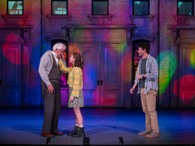 Milwaukee Repertory Theater presents Prelude to a Kiss a Musical at the Sharon Lynne Wilson Center for The Arts, September 10 – October 19, 2024. Pictured: Jonathan Gillard Daly, Caitlin Houlahan and Chris McCarrell