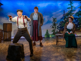 Milwaukee Repertory Theater presents The Fisherman’s Daughters in the Stackner Cabaret January 9 – March 1, 2026. Pictured L to R: Chase Stoeger, Kelly Doherty, Eva Nimmer
