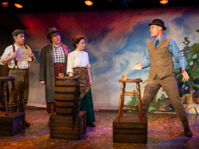 Milwaukee Repertory Theater presents The Fisherman’s Daughters in the Stackner Cabaret January 9 – March 1, 2026. Pictured L to R: Chase Stoeger, Kelly Doherty, Eva Nimmer, Alex Campea