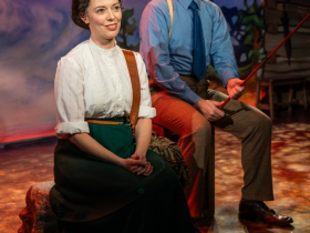 Milwaukee Repertory Theater presents The Fisherman’s Daughters in the Stackner Cabaret January 9 – March 1, 2026. Pictured L to R: Eva Nimmer and Alex Campea