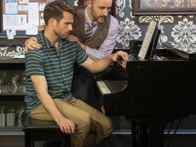Milwaukee Repertory Theater presents 2 Pianos 4 Hands by Ted Dykstra and Richard Greenblatt in the Stackner Cabaret September 8 – November 3, 2019 featuring Ben Moss (left) and Joe Kinosian (right)