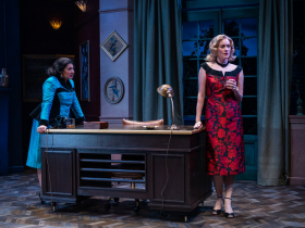 Milwaukee Repertory Theater presents Dial M for Murder in the Quadracci Powerhouse November 14 – December 17, 2023. Pictured Lipica Shah and Amanda Drinkall