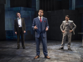 Milwaukee Repertory Theater presents Junk in the Quadracci Powerhouse from January 15 – February 17, 2019.  Left to Right: Gregory Linington, Demetrios Troy, Justin Huen.