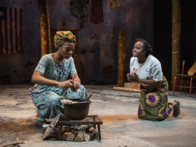 Milwaukee Repertory Theater presents Eclipsed in the Quadracci Powerhouse March 3 – March 29, 2020. Left to right: Jacqueline Nwabueze and Nancy Moricette.
