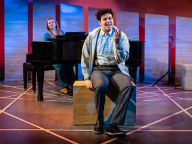 Milwaukee Repertory Theater presents The Last Five Years in the Stackner Cabaret, March 21 – May 18, 2025. Pictured Grace Bobber and Asher Muldoon