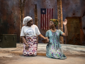 Milwaukee Repertory Theater presents Eclipsed in the Quadracci Powerhouse March 3 – March 29, 2020. Left to right: Nancy Moricette and Jacqueline Nwabueze.