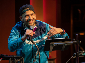 Milwaukee Repertory Theater presents Parental Advisory: a breakbeat play  in the Stiemke Studio September 26 – October 29, 2023. Pictured: Marvin Quijada