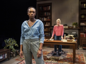 Milwaukee Repertory Theater presents The Niceties in the Stiemke Studio September 25 – November 3, 2019. Left to right: Kimber Sprawl and Kate Levy