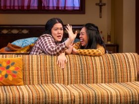 Milwaukee Repertory Theater presents The Heart Sellers in the Stiemke Studio February 7 – March 19, 2023. Pictured: Narea Kang and Nicole Javier