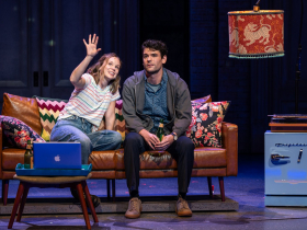 Milwaukee Repertory Theater presents Prelude to a Kiss a Musical at the Sharon Lynne Wilson Center for The Arts, September 10 – October 19, 2024. Pictured: Caitlin Houlahan and Chris McCarrell