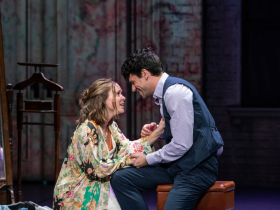 Milwaukee Repertory Theater presents Prelude to a Kiss a Musical at the Sharon Lynne Wilson Center for The Arts, September 10 – October 19, 2024. Pictured: Caitlin Houlahan and Chris McCarrell