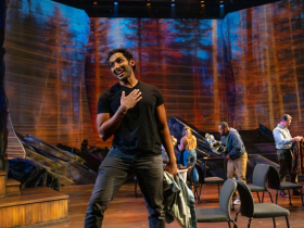Milwaukee Repertory Theater presents Come From Away in the Ellen & Joe Checota Powerhouse November 4 – December 14, 2025. Pictured Levin Valayil