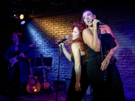 Milwaukee Repertory Theater presents Women of Rock in the Stackner Cabaret, September 6 – November 3, 2024. Pictured: Katrien Van Riel, Bridget Barkan and Kayla Saunders-rep-women-of-rock-102a