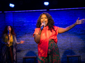 Milwaukee Repertory Theater presents Women of Rock in the Stackner Cabaret, September 6 – November 3, 2024. Pictured: Bridget Barkan and Paris Bennett