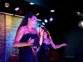 Milwaukee Repertory Theater presents Women of Rock in the Stackner Cabaret, September 6 – November 3, 2024. Pictured: Kayla Saunders and Bridget Barkan